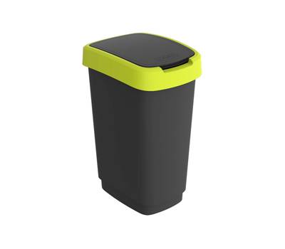Pattumiera con coperchio basculante - 50 lt - 40,1 x 29,1 x 60,2 cm - PPL - nero-verde lime - Rotho - F600321 - 7610859246714 - DMwebShop