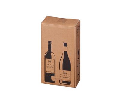 Scatola Wine Pack - 2 bottiglie - 20,4 x 10,8 x 36,8 cm - cartone doppia onda - avana - conf. 10 pezzi - Bong Packaging - 222103010 - 4250414138325 - DMwebShop