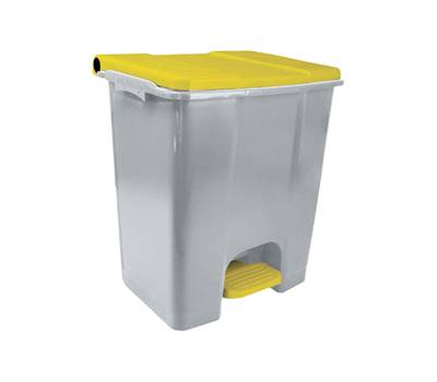 Contenitore mobile Ecoconti a pedale 60 lt plastica riciclata grigio giallo - 27489