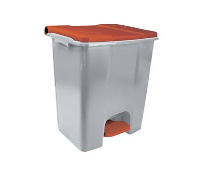 Contenitore mobile Ecoconti a pedale 60 lt plastica riciclata grigio rosso - 27488