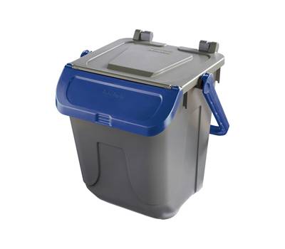 Contenitore portarifiuti Ecology con sportello e maniglione 25 lt grigio blu - 27505 Contenitore portarifiuti Ecology con sportello e maniglione 25 lt grigio blu - 27505