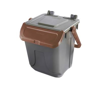 Contenitore portarifiuti Ecology con sportello e maniglione 25 lt grigio bruno - 27504 Contenitore portarifiuti Ecology con sportello e maniglione 25 lt grigio bruno - 27504