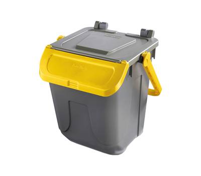Contenitore portarifiuti Ecology con sportello e maniglione 25 lt grigio giallo - 27503 Contenitore portarifiuti Ecology con sportello e maniglione 25 lt grigio giallo - 27503