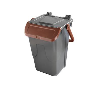 Contenitore portarifiuti Ecology con sportello e maniglione 35 lt grigio bruno - 27500 Contenitore portarifiuti Ecology con sportello e maniglione 35 lt grigio bruno - 27500