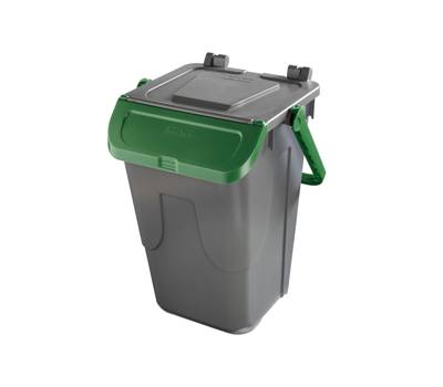 Contenitore portarifiuti Ecology con sportello e maniglione 35 lt grigio verde - 27498