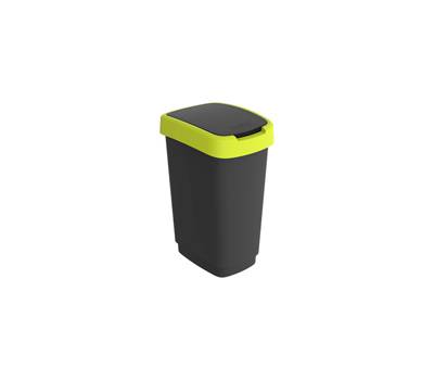 Pattumiera con coperchio basculante 25 lt 33,3 x 25,2 x 47,6 cm PPL nero verde lime - 27509