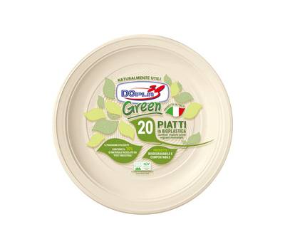 Piatto frutta monouso rotondo diametro 17 cm Mater Bi avorio Green Dopla 45027 - 23059