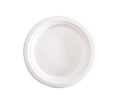 Piatto piano monouso rotondo diametro 18 cm canna da zucchero bianco Signor Bio - 27214