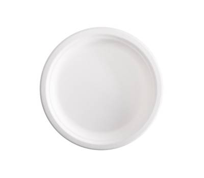 Piatto piano monouso rotondo diametro 23 cm canna da zucchero bianco Signor Bio - 27212