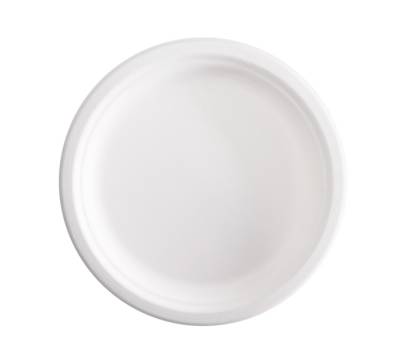 Piatto piano monouso rotondo diametro 23 cm canna da zucchero bianco Signor Bio BPC003BIO50F - 27215