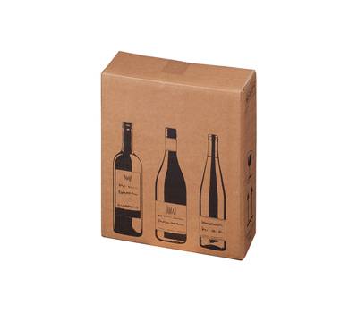 Scatola Wine Pack 3 bottiglie 30,5 x 10,8 x 36,8 cm cartone doppia onda avana - 27401