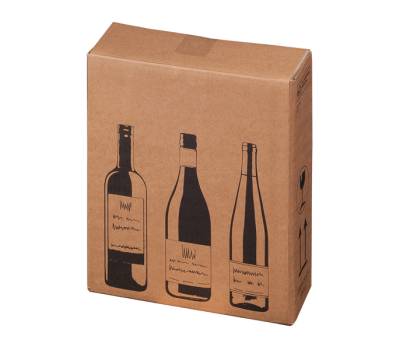 Scatola Wine Pack 3 bottiglie 30,5 x 10,8 x 36,8 cm cartone doppia onda avana - 27401