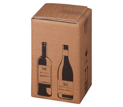 Scatola Wine Pack 4 bottiglie 21,2 x 20,4 x 36,8 cm cartone doppia onda avana - 27400