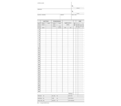 Scheda orologio presenze controllo mensile cartoncino da 275 gr - DU158000000,23036