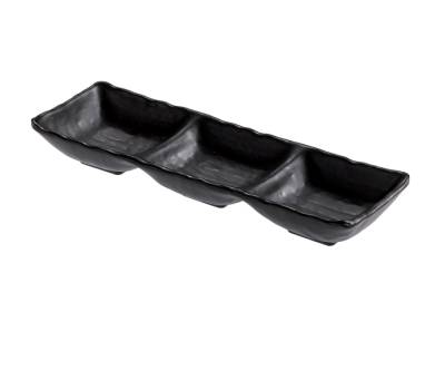 Vassoietto a tre scomparti - 27 x 9 x 3,5 cm - melamina - nero - Leone - T8204 - 8024112001870 - DMwebShop