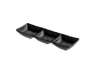 Vassoietto a tre scomparti - 27 x 9 x 3,5 cm - melamina - nero - Leone - T8204 - 8024112001870 - DMwebShop