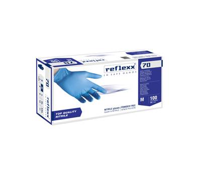 Guanti in nitrile R70 - senza polvere - taglia M - azzurro - conf. 100 pezzi - Reflexx - R70/M(8) - 8032891631492 - DMwebShop