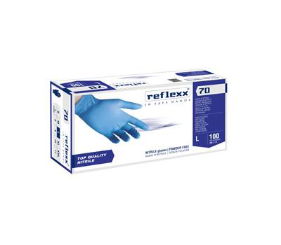 Guanti in nitrile R70 - senza polvere - taglia L - azzurro - conf. 100 pezzi - Reflexx - R70/L(9) - 8032891631508 - DMwebShop