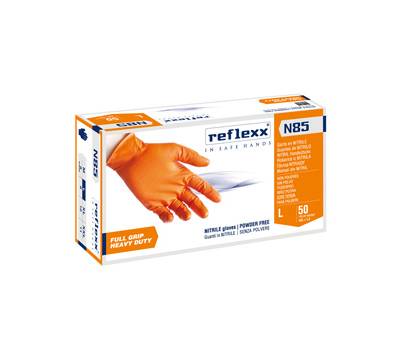 Guanti in nitrile N85 - ultra resistenti - taglia L - arancione - conf. 50 pezzi - Reflexx - N85/L(9) - 8032891633830 - DMwebShop Guanti in nitrile N85 - ultra resistenti - taglia L - arancione - conf. 50 pezzi - Reflexx - N85/L(9) - 8032891633830 - DMwebShop