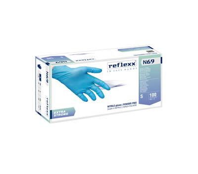 Guanti in nitrile extra strong N69 - taglia S - azzurro - conf. 100 pezzi - Reflexx - N69/S(7) - 8032891634417 - DMwebShop