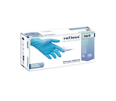 Guanti in nitrile extra strong N69 - taglia XL - azzurro - conf. 100 pezzi - Reflexx - N69/XL(10) - 8032891634448 - DMwebShop