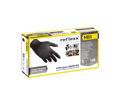 Guanti in nitrile N81 - taglia S - nero - conf. 100 pezzi - Reflexx - N81/S(7) - 8032891630075 - DMwebShop