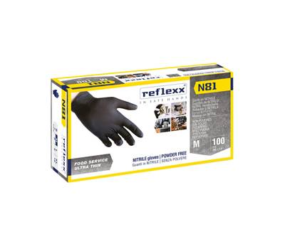 Guanti in nitrile N81 - taglia M - nero - conf. 100 pezzi - Reflexx - N81/M8) - 8032891630082 - DMwebShop Guanti in nitrile N81 - taglia M - nero - conf. 100 pezzi - Reflexx - N81/M8) - 8032891630082 - DMwebShop