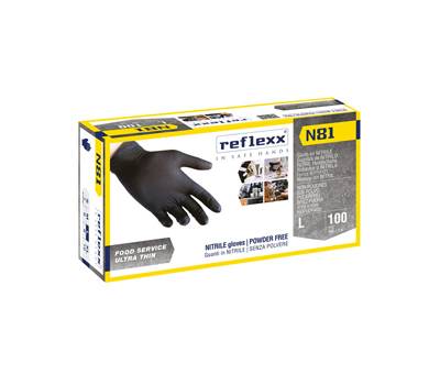 Guanti in nitrile N81 - taglia L - nero - conf. 100 pezzi - Reflexx - N81/L(9) - 8032891630099 - DMwebShop