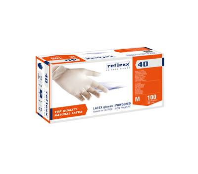 Guanti in lattice R40 - con polvere - tg M - bianco - conf. 100 pezzi - Reflexx - R40/M(8) - 8032891631348 - DMwebShop