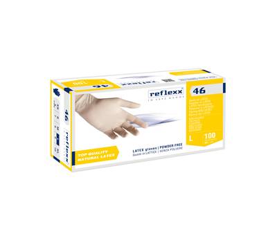 Guanti in lattice R46 - senza polvere - tg L - bianco - conf. 100 pezzi - Reflexx - R46/L(9) - 8032891631645 - DMwebShop