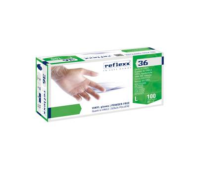 Guanti in vinile R36 - senza polvere - tg L - bianco - conf. 100 pezzi - Reflexx - R36/L(9) - 8032891631454 - DMwebShop