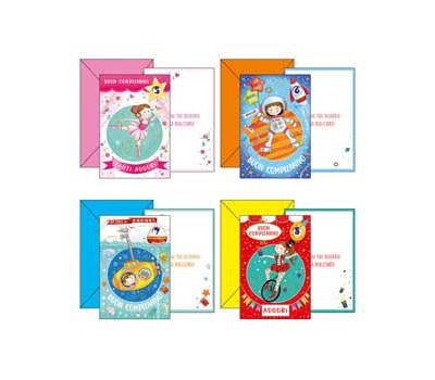 Biglietto Buon Compleanno - con ruota numerata tema bambini - 4 soggetti assortiti - conf. 12 pezzi - Kartos - 07560402 - 8009162373658 - DMwebShop