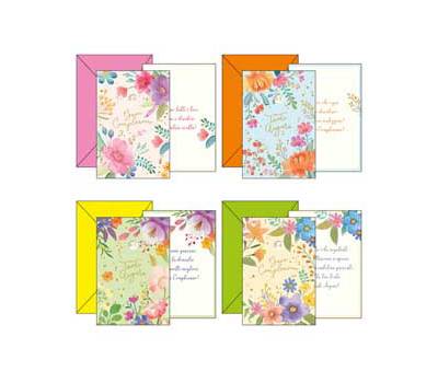 Biglietto auguri Buon Compleanno - con ruota tema floreale - 4 soggetti assortiti - conf. 12 pezzi - Kartos - 07563502 - DMwebShop