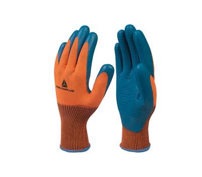 Guanti da lavoro VE733 - taglia 07 - arancio-blu - conf. 12 pezzi - Deltaplus - VE733OR07 - 3295249157425 - DMwebShop