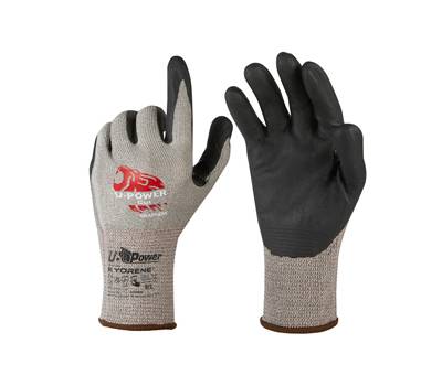 Guanti di protezione CUT - con polsino giallo - taglia 08 - grigio-nero - conf. 12 pezzi - U-power - UG00004-08 - 8033546515822 - DMwebShop