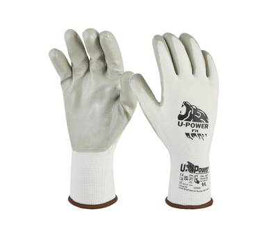 Guanti di protezione FIT - con polsino giallo - taglia 08 - bianco-grigio - conf. 12 pezzi - U-power - UG00003-08 - 8033546515778 - DMwebShop