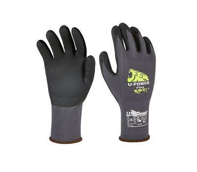 Guanti di protezione FLEX - con polsino marrone - taglia 09 - nero-grigio - conf. 12 pezzi - U-power - UG00001-09 - 8033546515686 - DMwebShop