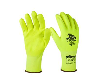 Guanti di protezione ICON - con polsino marrone - taglia 09 - giallo fluo - conf. 12 pezzi - U-power - UG00002-09 - 8033546515730 - DMwebShop