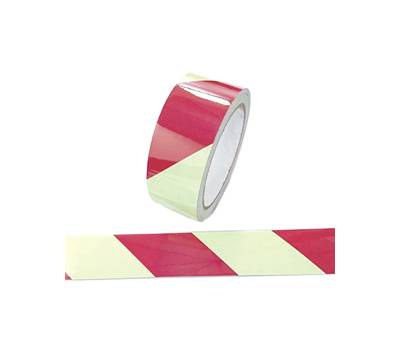 Nastro fotoluminescente adesivo - 4 cm x 10 mt - giallo-strisce rosse - Cartelli Segnalatori - L9421 - DMwebShop