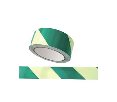 Nastro fotoluminescente adesivo - 4 cm x 10 mt - giallo-strisce verdi - Cartelli Segnalatori - L9422 - DMwebShop