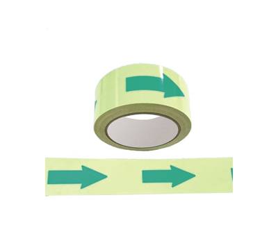 Nastro fotoluminescente adesivo - 4 cm x 10 mt - giallo-frecce verdi - Cartelli Segnalatori - L9423 - L942300001 - DMwebShop