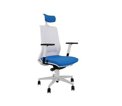 Poltrona semidirezionale Light LLBPG - con braccioli regolabili e poggiatesta - blu chiaro-bianco - Unisit - LLBPG/BR/HBC - DMwebShop