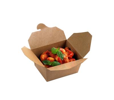 Contenitori rettangolari da asporto - 13 x 9 x 6,4 cm - carta kraft-PE avana - conf. 50 pezzi - Leone - H0711 - 8024112005557 - DMwebShop