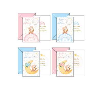 Biglietto auguri Battesimo - 4 soggetti assortiti - conf. 24 pezzi - Kartos - 17848410 - 8009162377144 - DMwebShop