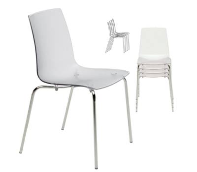 Sedia Aeterna - 48 x 53 x 82 cm - policarbonato - trasparente - conf. 4 pezzi - Grandsoleil - S3348TR - S3348TR - DMwebShop