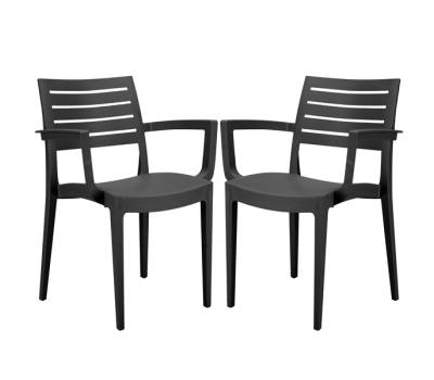 Sedia Firenze - con braccioli - 59 x 51 x 80 cm - polipropilene - antracite - conf. 2 pezzi - Grandsoleil - S6637Y - DMwebShop