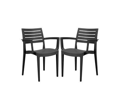 Sedia Firenze - con braccioli - 59 x 51 x 80 cm - polipropilene - antracite - conf. 2 pezzi - Grandsoleil - S6637Y - DMwebShop