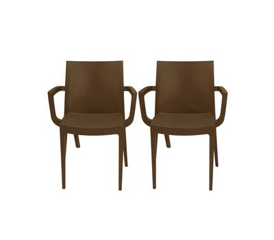 Sedia Venice - con braccioli - 59 x 51 x 80 cm - polipropilene - moka - conf. 2 pezzi - Grandsoleil - S6624MK - 23PR000358 - DMwebShop
