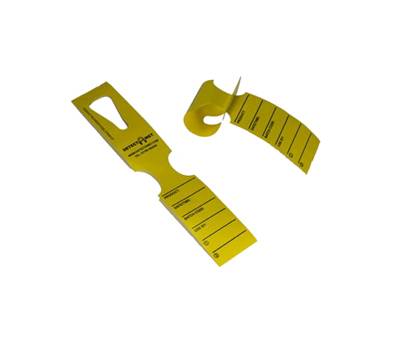 Etichette detectabili - con foro - 5 x 27,9 cm - giallo - rotolo da 500 etichette - No Brand - G0205 - DMwebShop