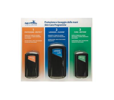 Pannello per protezione e lavaggio delle mani - con 3 dispenser - 67,4 x 60 x 1 cm - Nettuno - 01070 - DMwebShop